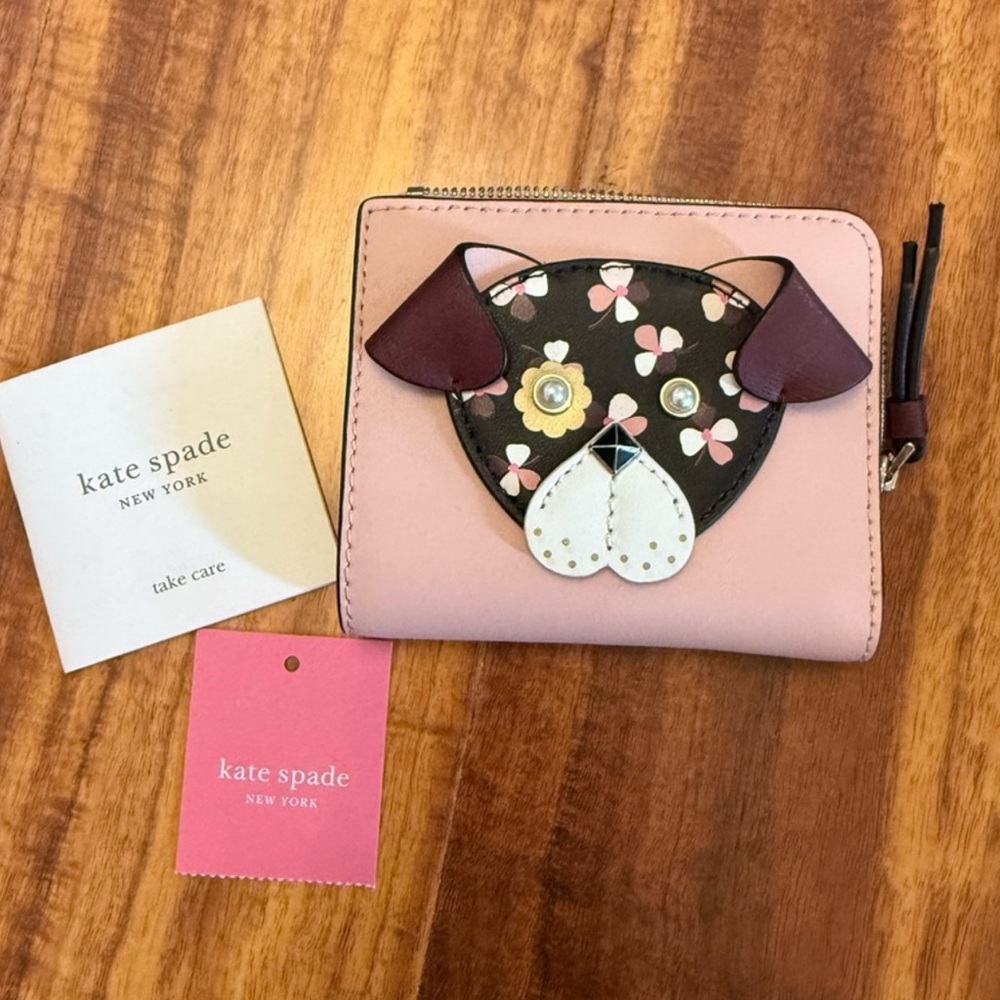 Kate Spade Pink and Brown Dog Wallet